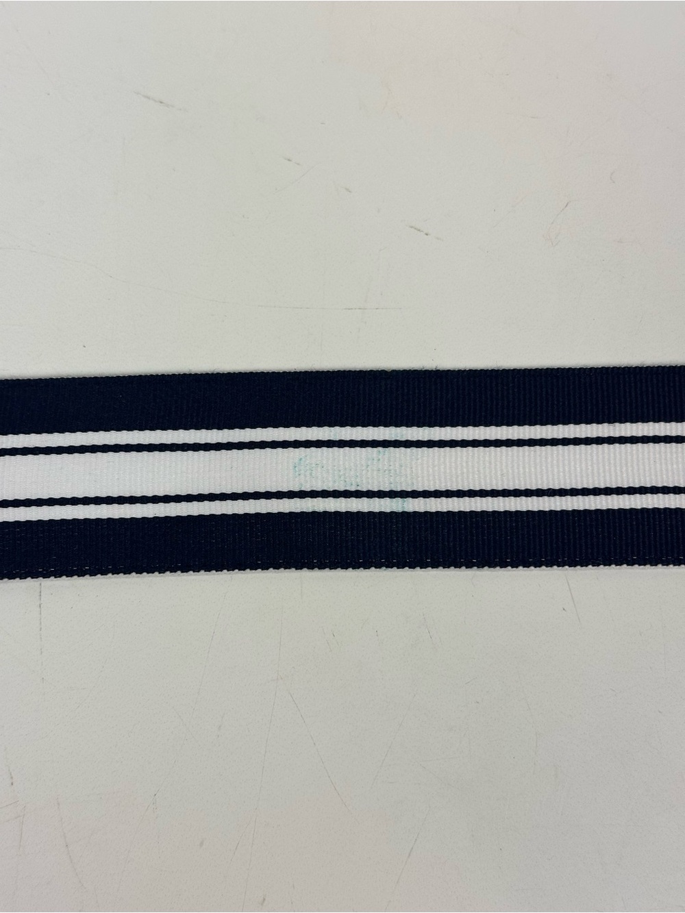 Lauren Ralph Lauren Navy and White Striped Ribbon Belt with Gold Ring - Picture 9 of 12